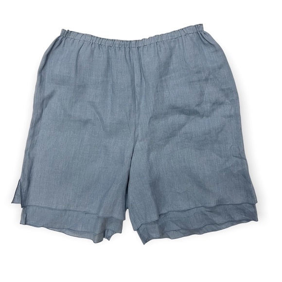 Rialto Joy Perreras Pants - Vintage Rialto Collection by Joy Perreras 100% Linen Layered Blue Shorts SZ S